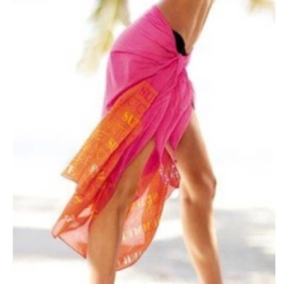 Victoria's Secret Other - Victoria's Secret Pink and Orange Beach Sarong Cover Up.  NWT